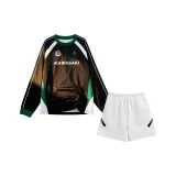 Черный Белый Комплект Одежды [Черный Зеленый Топ + Белые Штаны]