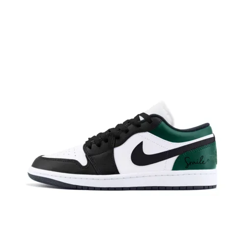 Jordan Air Jordan 1 Pine Emerald Устойчивый к истиранию Низкий Топ Винтажные баскетбольные кроссовки Унисекс Зеленый