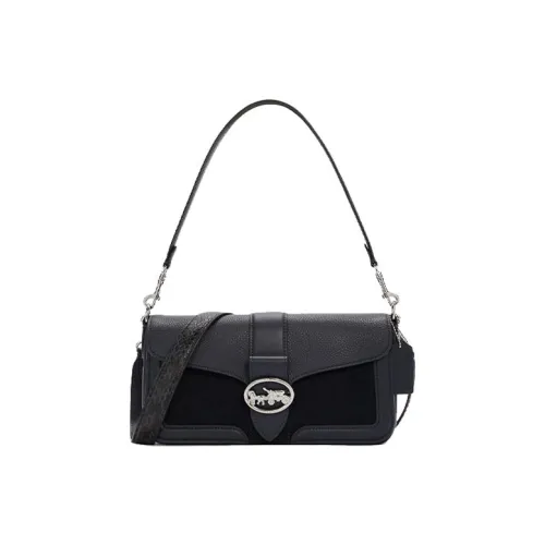 COACH Georgie Litchi Grain Leather Crossbody Bag Large Women's Midnight Blue