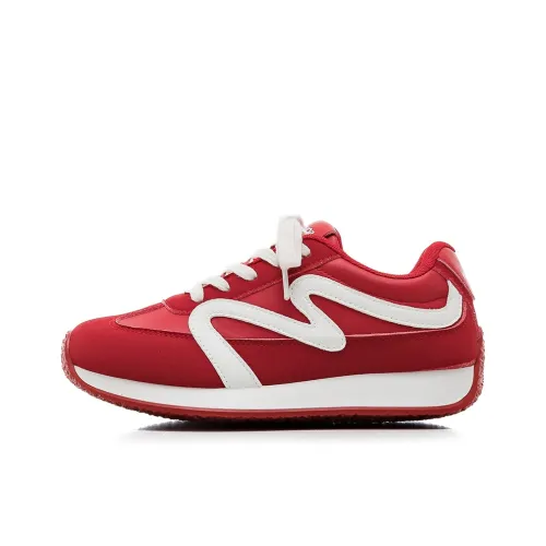 HUANQIU Износостойкий Легкий Дышащий и Противоскользящий. Низкий Топ Беговые кроссовки Женские Красный