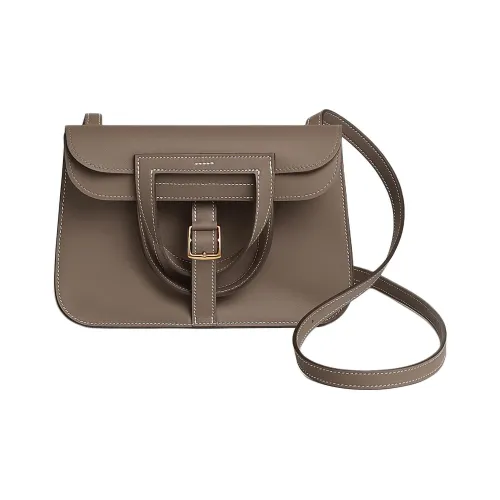 HERMES Halzan Swift Телячья кожа Сумка через плечо Мини Унисекс Слоновая серый