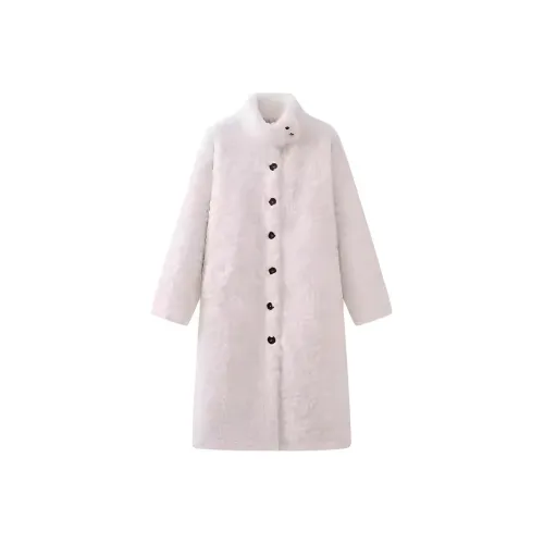 MDEHT Экрю Утеплённый и с флисовой подкладкой Женское пальто