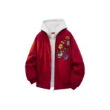 Бургундская куртка с бейсбольным воротником (в комплекте с высококачественным бело-серым свитшотом с фотокемией)