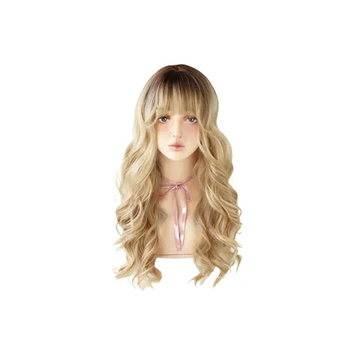 QIJIEHUANGHOU Romanticism Большая волна Парики Белый чайный Цвет с Коричневый Топ Краситель