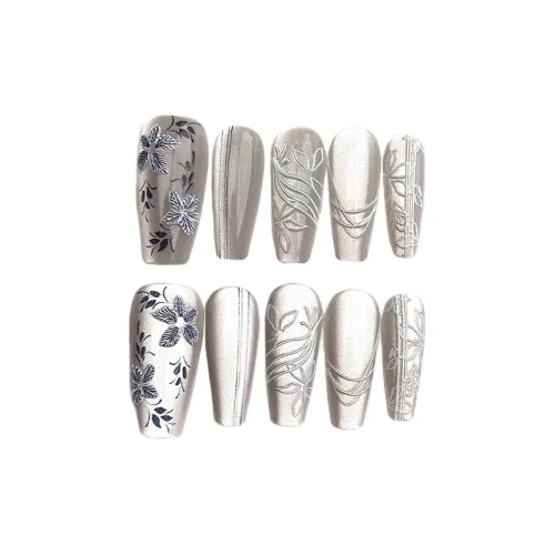 OEING False Nail Trapezoidal Серебряный Однотонный Кошачий глаз