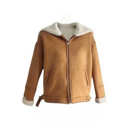 VKXOW Коричневый Женские Бархатные Куртки