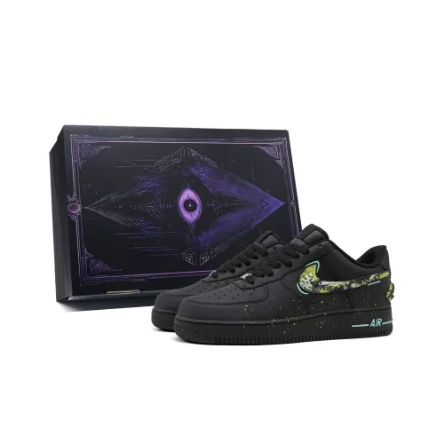 Nike Air Force 1 Low Топ Скейтборд Кроссовки Унисекс Черный Зеленый