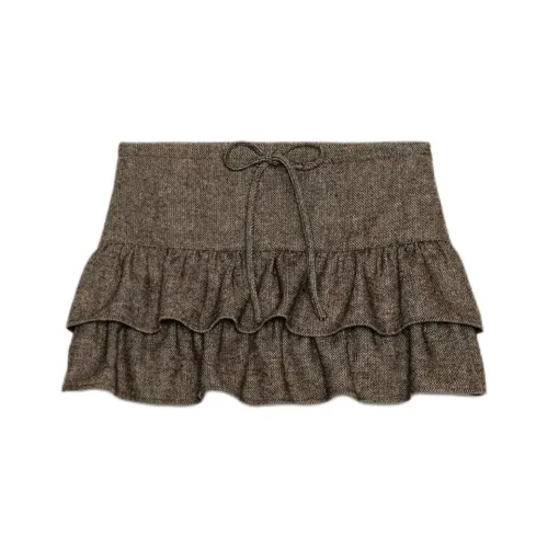 ZARA Collaboration Зебра С принтом Коричневые Женские Повседневные Шорты