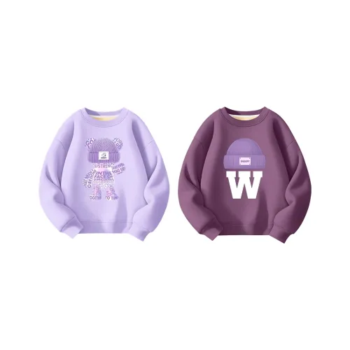 SNOOPY [Утолщенный и с флисовой подкладкой свитшот 2 пачки] Темно-фиолетовый Nubi_5 + Фиолетовый Медвежонок Предшкольные свитшоты