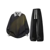 Чёрный топ + чёрные штаны с флисовой подкладкой