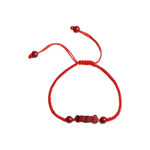 Qiyuanhui Браслет с шнурками из киновари унисекс красный
