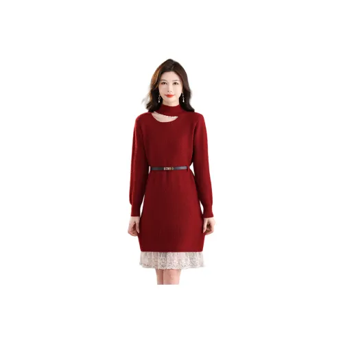 MJ Осенний Длинный Длинный Рукав Платье Женское