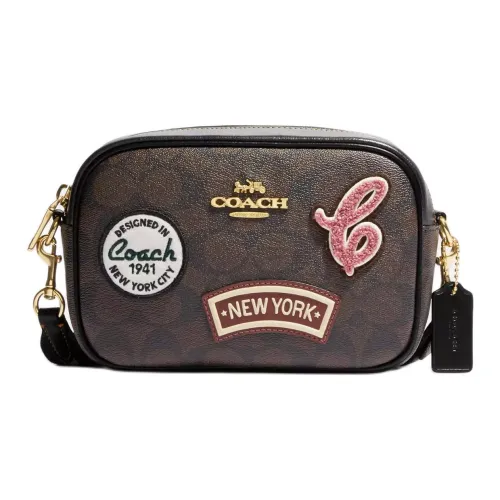 COACH Jamie Холст и Кожа Camera Сумка через плечо Мини Женская Темно-Коричневая