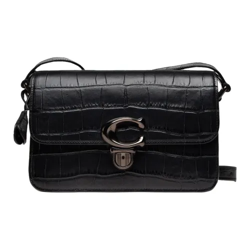 COACH Studio Крокодиловый узор Кожа Сумка через плечо Большая Женская Черная