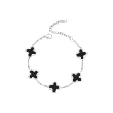 Браслет с четырехлистным клевером [Черный]