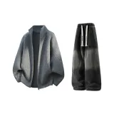 Светло-серый + черный джинсы с флисовой подкладкой