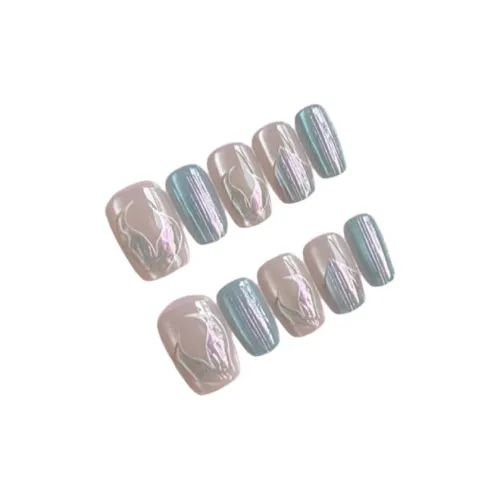 OEING False Nail Короткий балерина Синий Розовый Jump Цвет Кошачий глаз