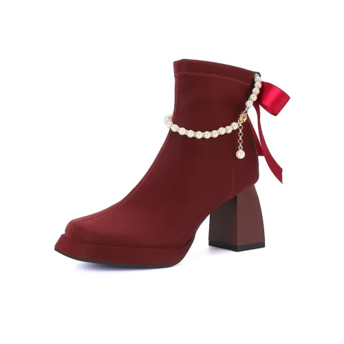 Zubumei Ботильоны 7CM Женские Бордовый