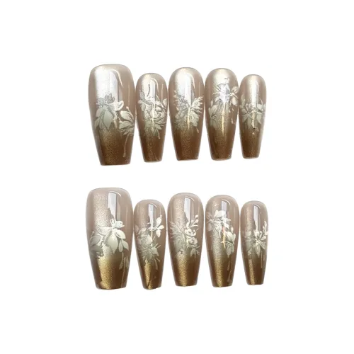 OEING False Nail Trapezoidal Коричневый Градиентный Кошачий глаз