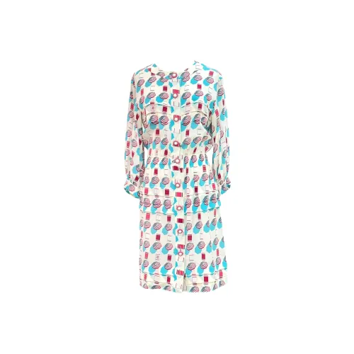 CHANEL 19 Весенне-летний Beach Collection Длинное Платье с Длинными Рукавами Женское Белое