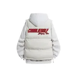 Комплект (Светло-серый свитшот + белый утолщенный жилет с красным принтом)