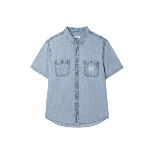 GUESS Светло-синие мужские рубашки