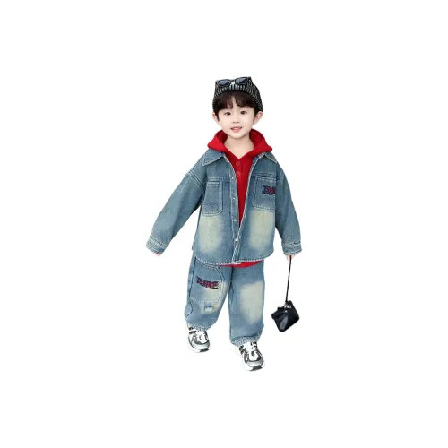 TIANMIAOMIAO Свитер + Деним Пальто + Джинсы Трехкомпонентный Комплект Дошкольная Повседневная Спортивная Одежда