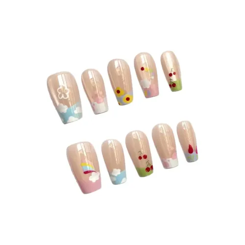 OEING False Nail Trapezoidal Розовый Градиентный Кошачий глаз