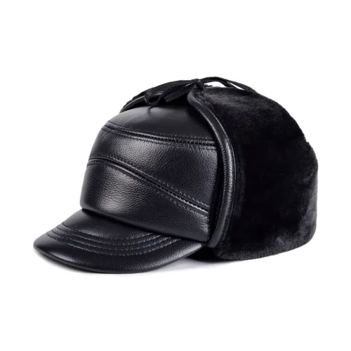 Devanro Шапка-ушанка из натуральной коровьей кожи мужская