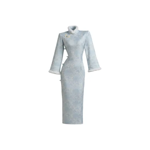 VENICEW Длинное платье с длинными рукавами женское