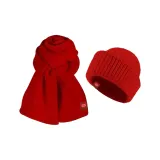 Красная вязаная шапка + шарф