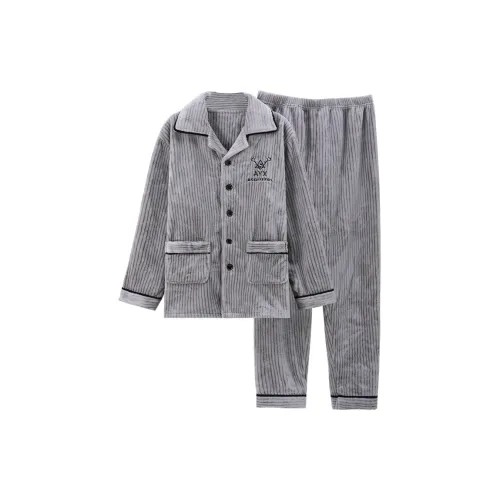 FENTENGCARE Light Gray Men's Pajama Sets FENTENGCARE Светло-серый мужской пижамный комплект