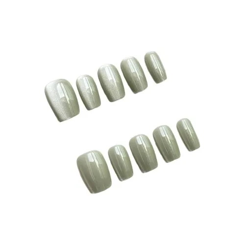 OEING False Nail Trapezoidal Зеленый Однотонный Кошачий глаз