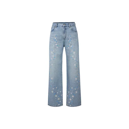 GB Washed Blue Unisex Jeans GB Промытые синие унисекс джинсы