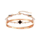 Счастливый Четырехлистный Клевер Одежда Комплекты [Черный с Розовым Золотом]