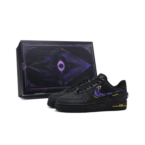 Nike Air Force 1 Low Топ Скейтборд Кроссовки Унисекс Черный Фиолетовый Желтый
