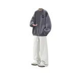 Три горы Темно-серый Свитшот + Стандартный Бело-серый Повседневные Штаны