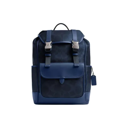 COACH LeagueFlap Покрытый холст Рюкзак Женские Синий