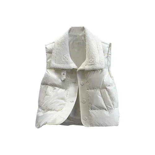SIBAISHE Экрю Женская Пуховая жилетка