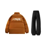 Кофейный цветной хлопковый пиджак + черные штаны с флисовой подкладкой