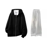 Черный свитшот, пальто, фотиния, белый, утолщенный, с флисовой подкладкой, спортивные штаны