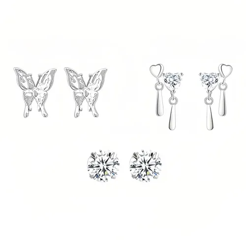 WuliHead Alloy Silver S925 Pin Stud Earrings Women's