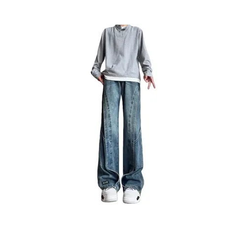 CHONGXIAOLV Синий Унисекс Джинсы