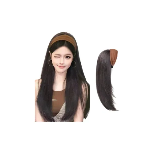 MUSINA Ободок Перука Полуперука Трикотажная ткань Длинные Прямые волосы Интегрированный Высокий темной объем
