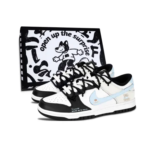 Nike Dunk Черный Белый Теплый Синий Медвежонок Устойчивый к истиранию Низкий Топ Скейтборд Кроссовки Унисекс Синий