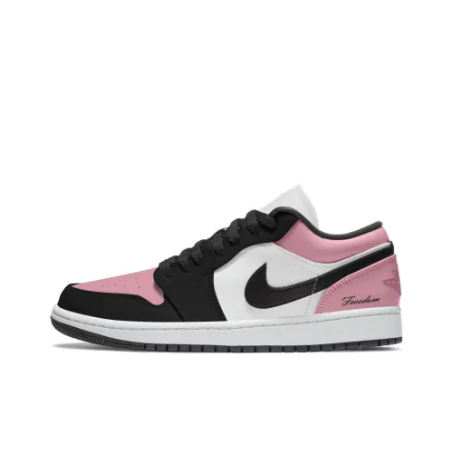 Jordan Air Jordan 1 Черный Розовый Устойчивый к истиранию Низкий Топ Детские Баскетбольные Кроссовки Розовый Подростки