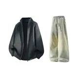 Тёмно-серые + жёлтые грязные джинсы с флисовой подкладкой