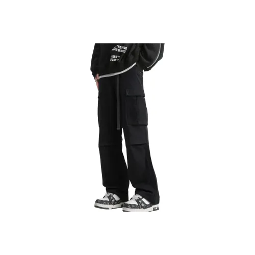 ZWWWZ Черный [С флисовой подкладкой и утолщенный] Унисекс Карго Брюки