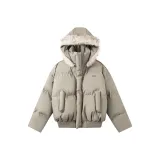 Кофейный (утеплённый с большим меховым воротником)