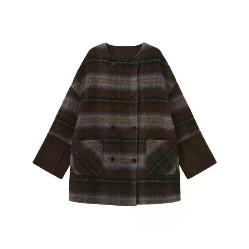 CUBIC Кофейная клетка Женское пальто
